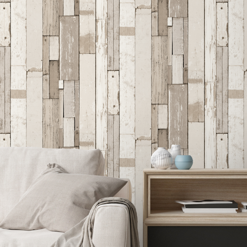 Papier peint vinyle trompe l'oeil lamelle Laas bois - FAUX SEMBLANT - UGEPA - L10417