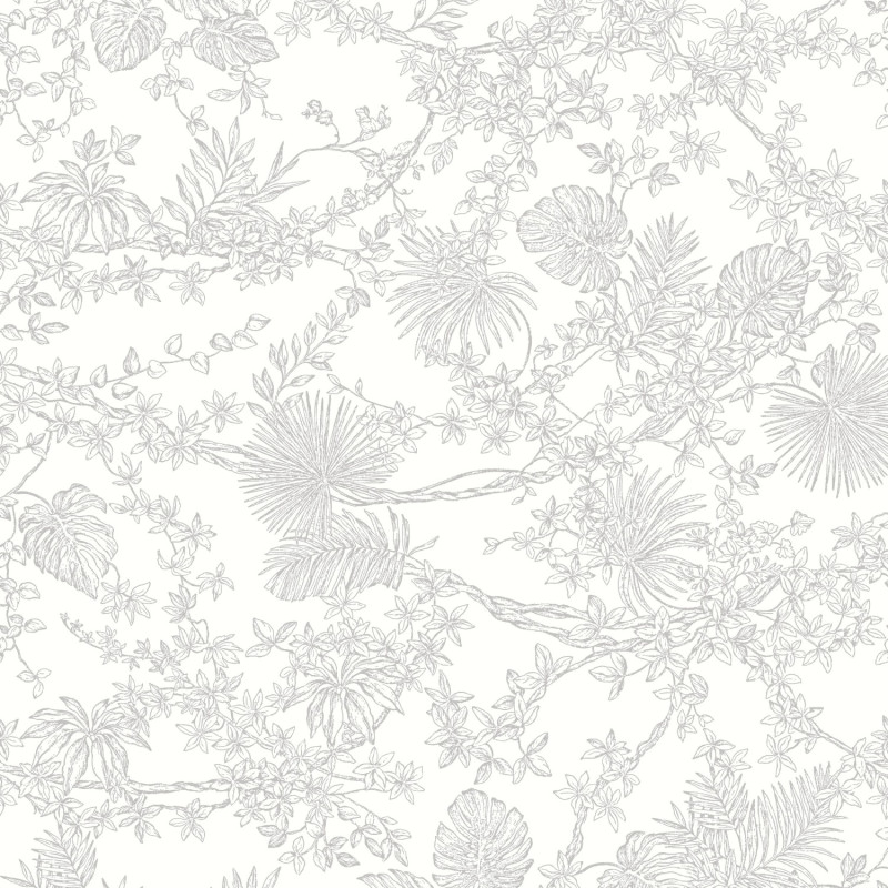 Papier Peint intissé Jardin des Plantes gris perle - LES BELLES TOILES DE JOUY - Casadeco - LBTJ87959107