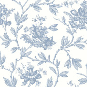 Papier Peint intissé Rosa bleu faïence - LES BELLES TOILES DE JOUY - Casadeco - LBTJ87966726