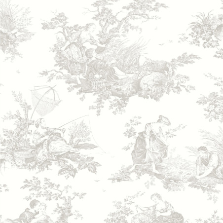 Papier Peint intissé Scène d'été gris perle - LES BELLES TOILES DE JOUY - Casadeco - LBTJ87919103