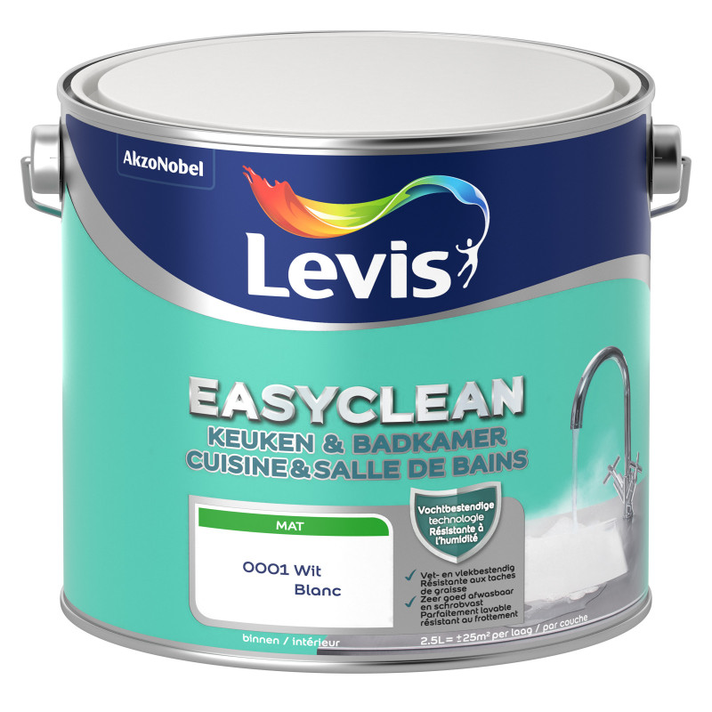 Peinture spéciale cuisine et salle de bain blanc mat LEVIS