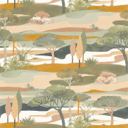 Papier peint Cap Ferret célandon et ambre - L'ILE AUX OISEAUX - Casamance - 75870202