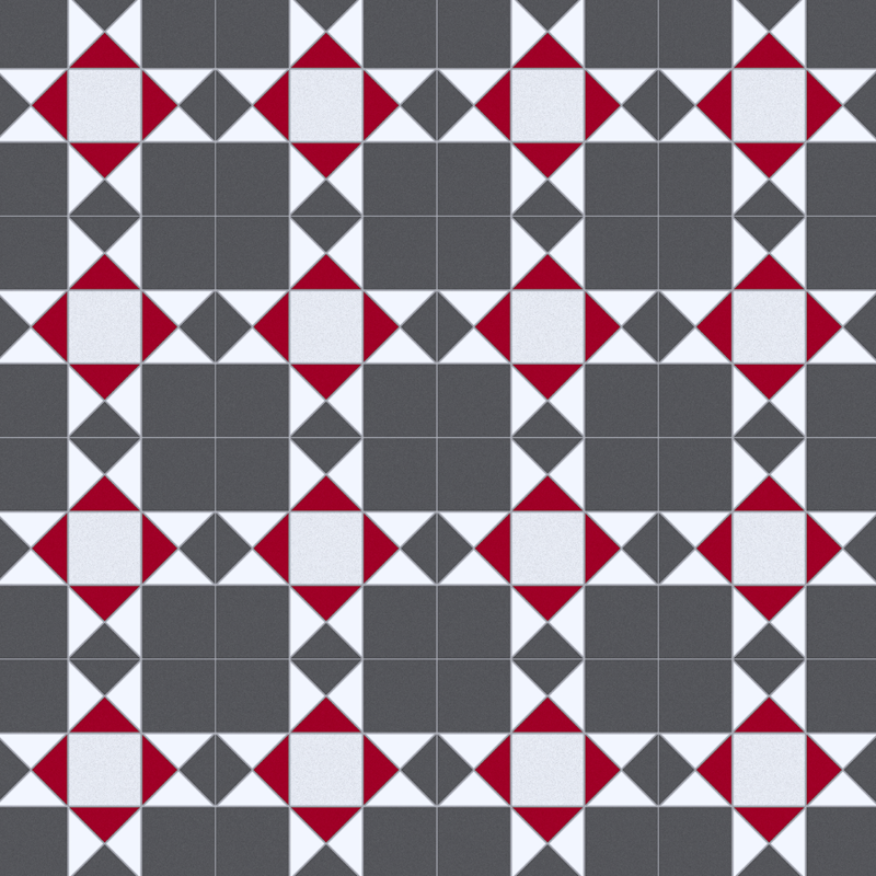 Sol PVC - Devon 940D - carrelage noir, rouge et blanc - Hightex - BEAUFLOR - rouleau 2M