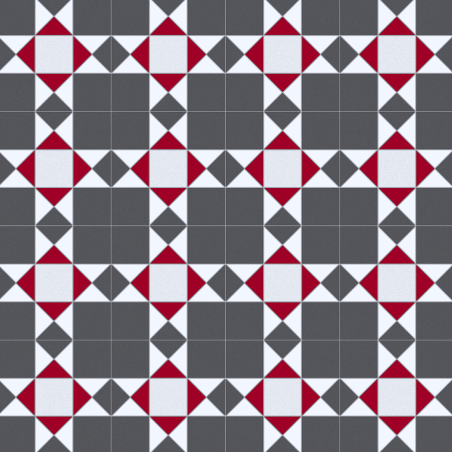 Sol PVC - Devon 940D - carrelage noir, rouge et blanc - Hightex - BEAUFLOR - rouleau 2M