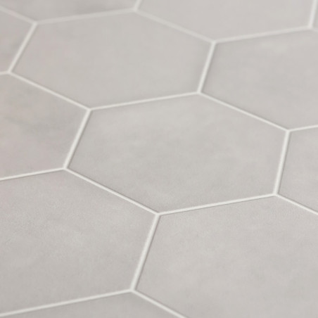 Sol PVC - Nimes 909L - carrelage hexagonale gris - Sonipro - BEAUFLOR - rouleau 4M