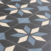 Sol PVC - Scottsdale 927D - carreaux ciment noir et bleu - Retrotex - BEAUFLOR - rouleau 3M