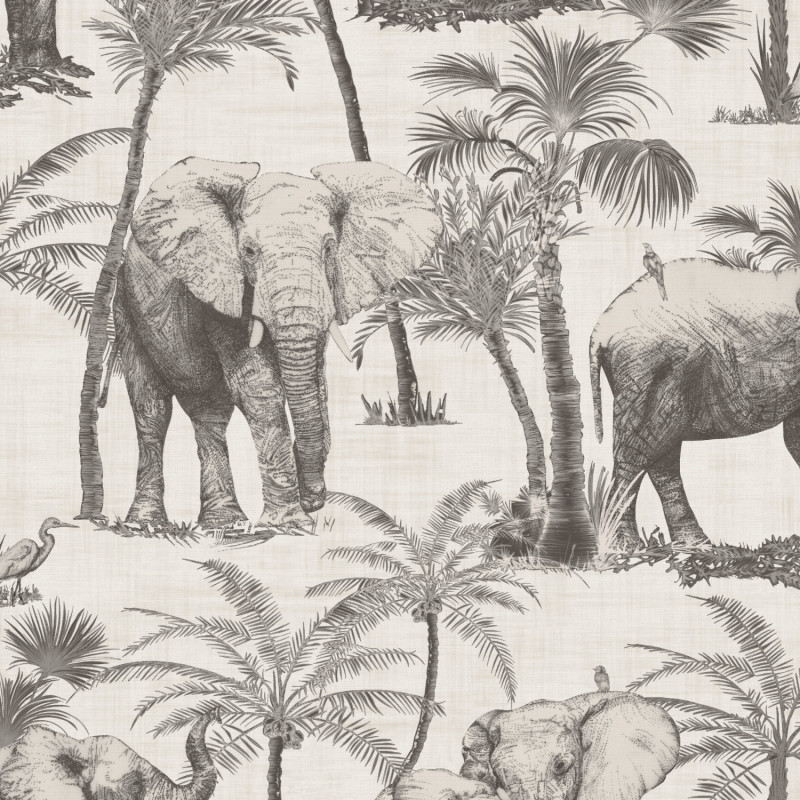 Papier peint Elephant Grove Charcoal - gris argenté - ARTHOUSE  - Ugepa - 610702