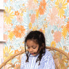 Papier Peint intissé Marguerite blanc jaune bleu - LET'S GO GIRLS ! - Caselio - LGG104430221