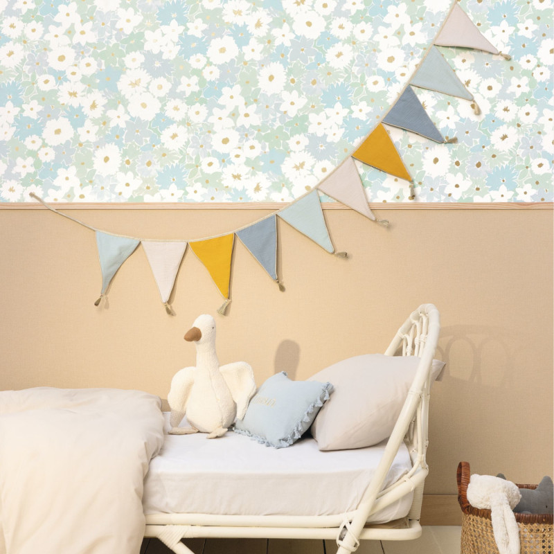 Papier Peint intissé Flora bleu - LET'S GO GIRLS ! - Caselio - LGG104416659