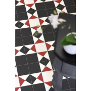 Sol PVC - Devon 940D - carrelage noir, rouge et blanc - Hightex - BEAUFLOR - rouleau 2M