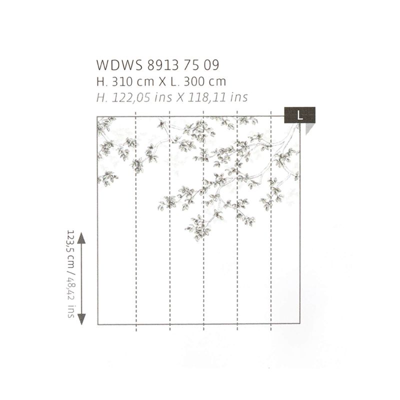 Panoramique intissé calming leaves rose nude - 300x310cm - WONDERWALLS - Casadeco - WDWS89134109