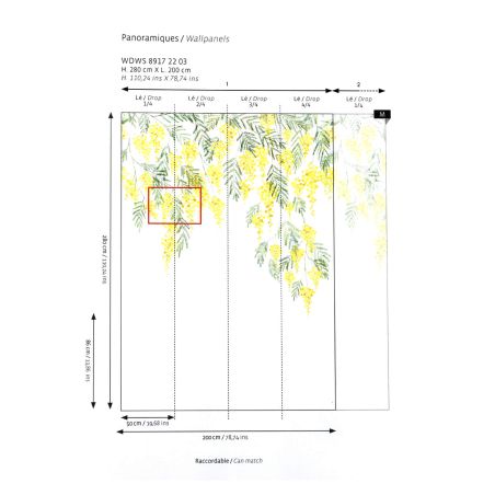 Panoramique intissé mimosa bouton d'or - 200X280cm - WONDERWALLS - Casadeco - WDWS89172203