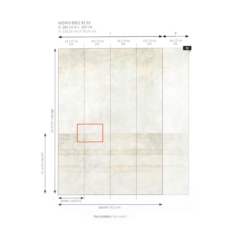 Panoramique intissé elevation stone - 200X280cm - WONDERWALLS - Casadeco - WDWS89019203