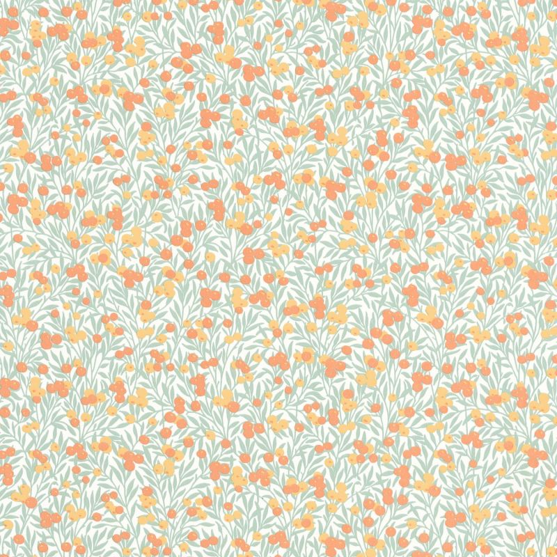 Papier peint Cherry blanc et corail - FLOWER MARKET - Casadeco - FLOM89223333