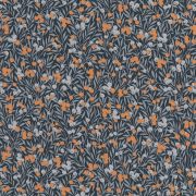 Papier peint Cherry bleu nuit et orange - FLOWER MARKET - Casadeco - FLOM89226515