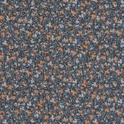 Papier peint Cherry bleu nuit et orange - FLOWER MARKET - Casadeco - FLOM89226515