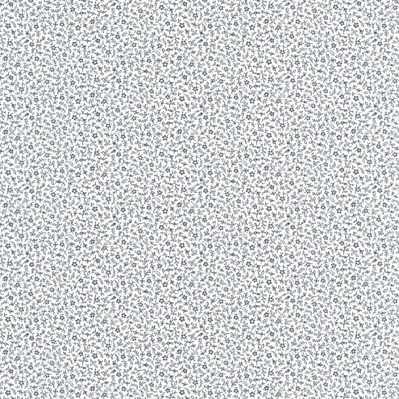 Papier peint Myosotis bleu marine et blanc - FLOWER MARKET - Casadeco - FLOM89236228