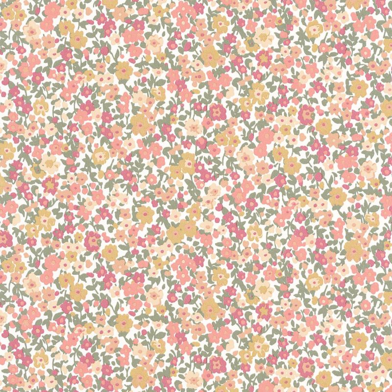 Papier peint Pansy kaki rouge beige - FLOWER MARKET - Casadeco - FLOM89218308