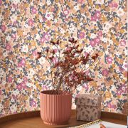 Papier peint Pansy lilas et beige rosé - FLOWER MARKET - Casadeco - FLOM89215404