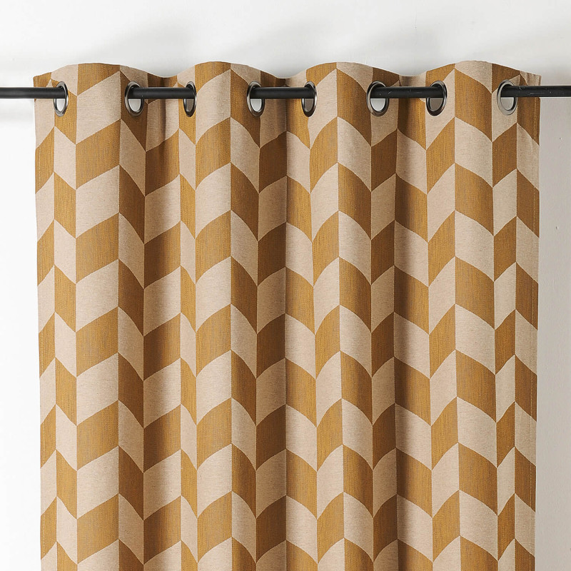 Rideau à œillets New York motif  chevron camel - 140x240cm - Linder - 221-10180-35