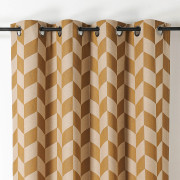 Rideau à œillets New York motif  chevron camel - 140x240cm - Linder - 221-10180-35