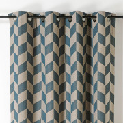 Rideau à œillets New York motif chevron bleu vert beige - 140x240cm - Linder - 221-10180-45