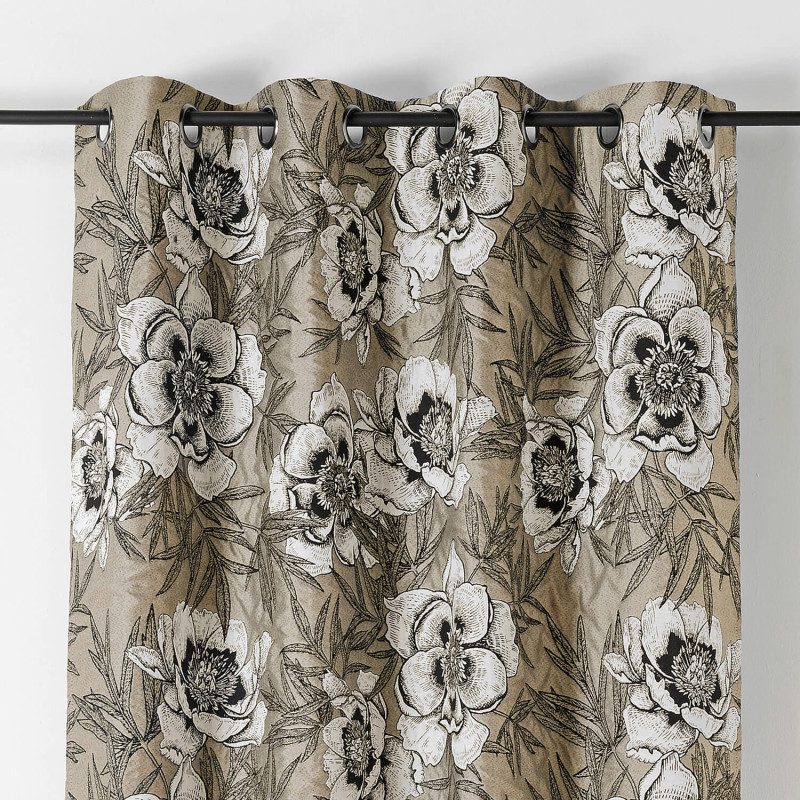 Rideau à œillets Peonia noir, blanc et taupe - 140x260cm - Linder - 1448-10182-29