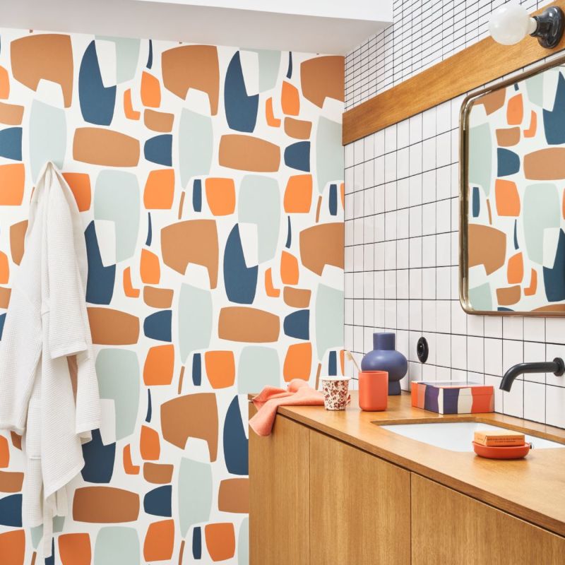 PAPIER PEINT MODULE orange & celadon - MILANO SIXTIES - CASADECO - MISI89383606