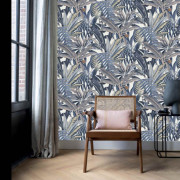 Papier peint vinyle intissé Botanique bleu - Rasch - 689501