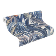 Papier peint vinyle intissé Botanique bleu - Rasch - 689501