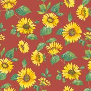 Papier Peint Tournesol jaune et rouge brique - CUISINE FRAICHEUR - LUTÈCE - G45459