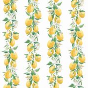 Papier Peint Rayure citron et fleur fond blanc - CUISINE FRAICHEUR - LUTÈCE - G45441