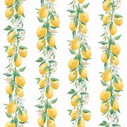 Papier Peint Rayure citron et fleur fond blanc - CUISINE FRAICHEUR - LUTÈCE - G45441