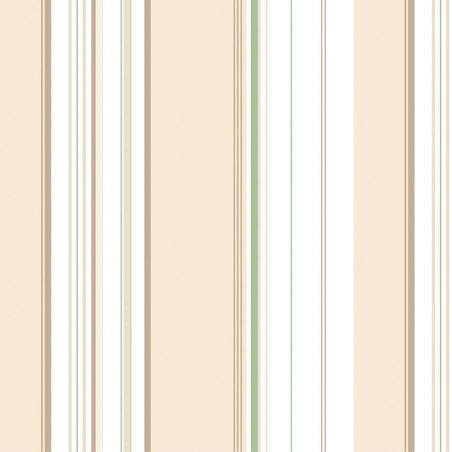 Papier Peint Multi Rayures beige et vert - CUISINE FRAICHEUR - LUTÈCE - G45447