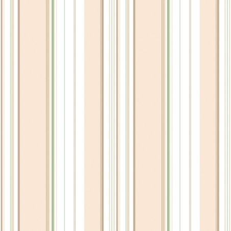 Papier Peint Multi Rayures beige et vert - CUISINE FRAICHEUR - LUTÈCE - G45447