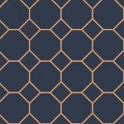 Papier Peint Faïence géométrique bleu nuit et jaune miel - CUISINE FRAICHEUR - LUTÈCE - G45403