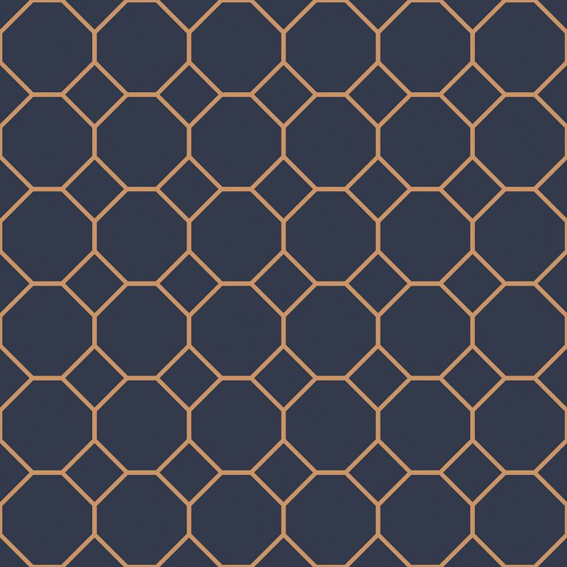 Papier Peint Faïence géométrique bleu nuit et jaune miel - CUISINE FRAICHEUR - LUTÈCE - G45403