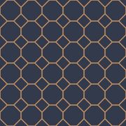 Papier Peint Faïence géométrique bleu nuit et jaune miel - CUISINE FRAICHEUR - LUTÈCE - G45403