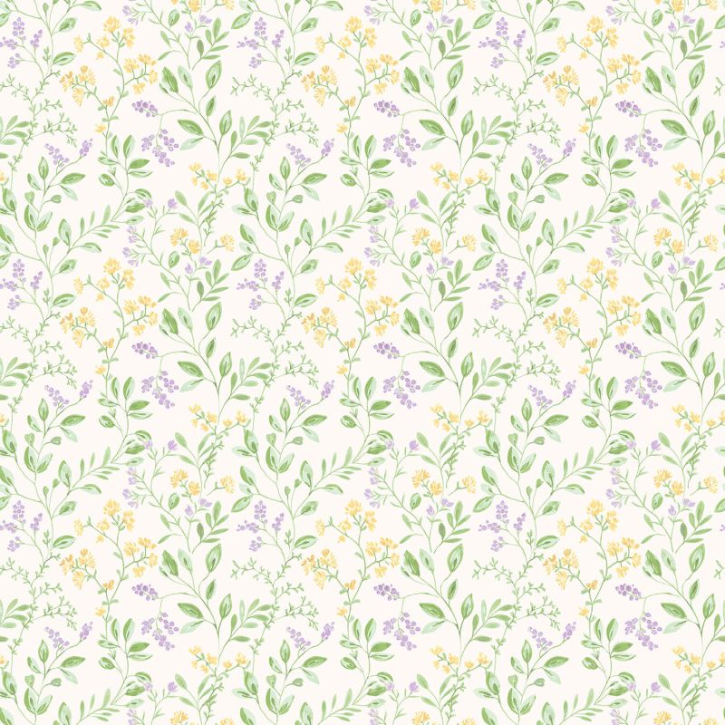 Papier Peint feuillage printanier mauve et vert - CUISINE FRAICHEUR - LUTÈCE - G45456