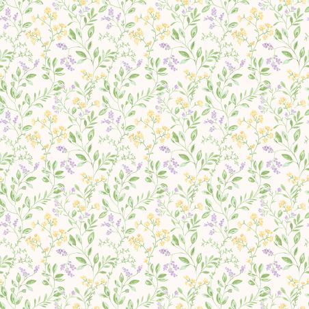 Papier Peint feuillage printanier mauve et vert - CUISINE FRAICHEUR - LUTÈCE - G45456