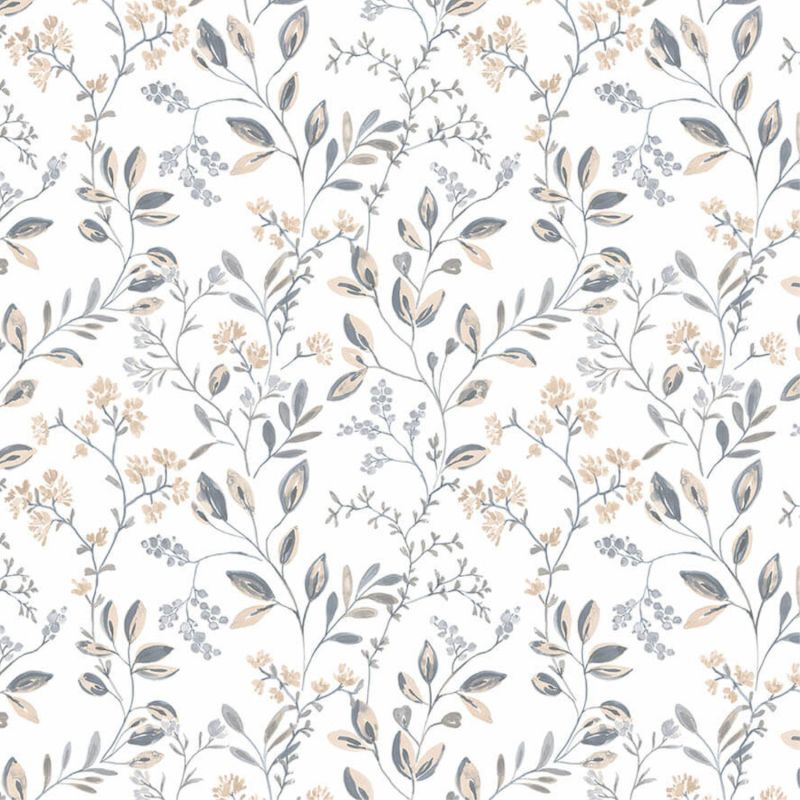 Papier Peint feuillage printanier gris et beige - CUISINE FRAICHEUR - LUTÈCE - G45454