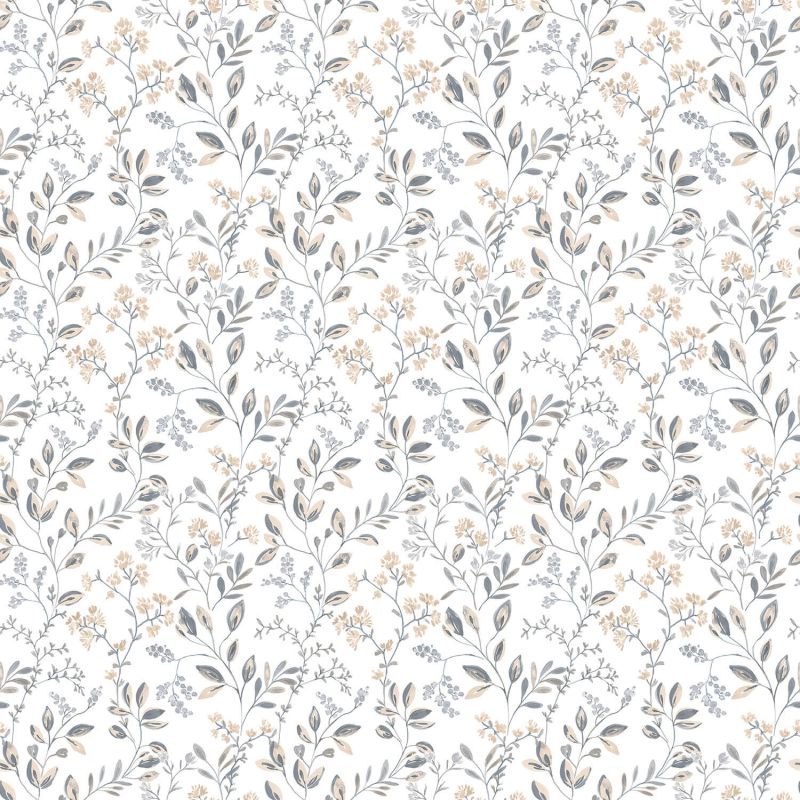 Papier Peint feuillage printanier gris et beige - CUISINE FRAICHEUR - LUTÈCE - G45454