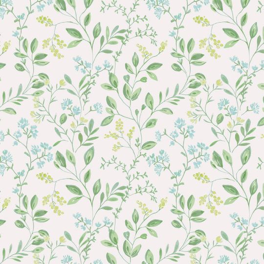 Papier Peint feuillage printanier bleu pâle et vert - CUISINE FRAICHEUR - LUTÈCE - G45457