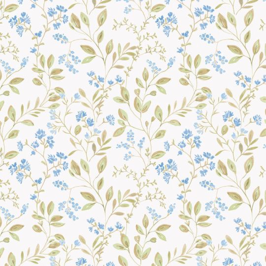 Papier Peint feuillage printanier bleu ciel et vert - CUISINE FRAICHEUR - LUTÈCE - G45455