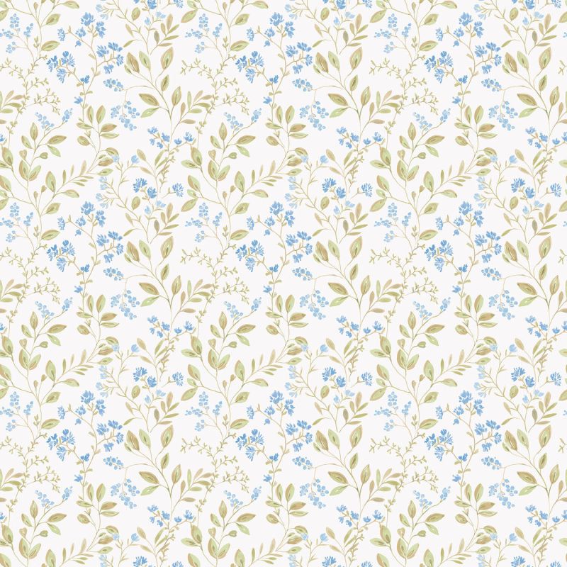 Papier Peint feuillage printanier bleu ciel et vert - CUISINE FRAICHEUR - LUTÈCE - G45455