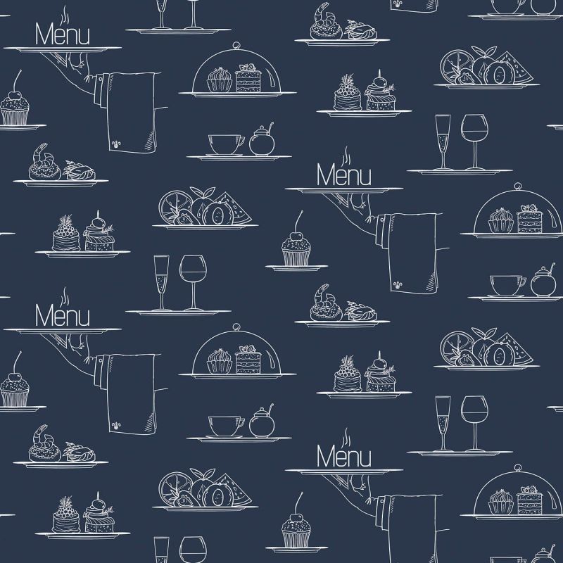 Papier Peint Menu Sersur Plateau bleu marine- CUISINE FRAICHEUR - LUTÈCE - G45407