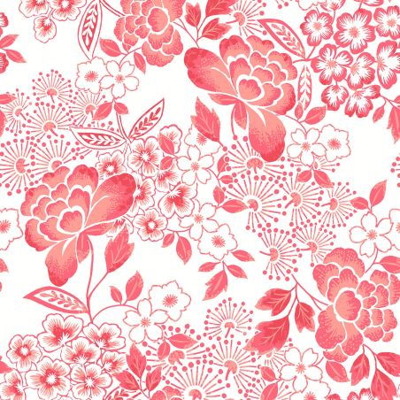 Papier Peint intissé Fleurs Tropicales rose corail - HAPPY - LUTÈCE - FD26301