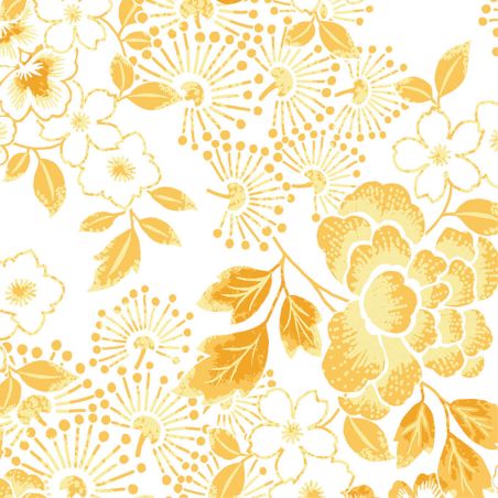 Papier Peint intissé Fleurs Tropicales jaune moutarde - HAPPY - LUTÈCE - FD26302