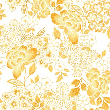 Papier Peint intissé Fleurs Tropicales jaune moutarde - HAPPY - LUTÈCE - FD26302