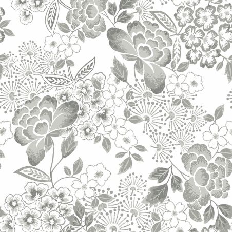 Papier Peint intissé Fleurs Tropicales gris - HAPPY - LUTÈCE - FD26303